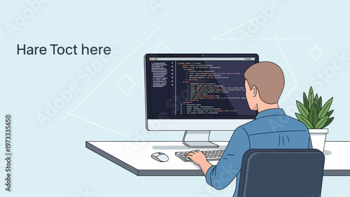 Programmer coding on a computer at a desk