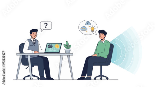 Psychiatrist consults with patient about mental health issues