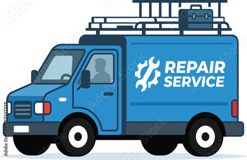 Service Truck at Your Service: A blue service truck, ready to respond to calls, is fully equipped and prepared to handle maintenance needs