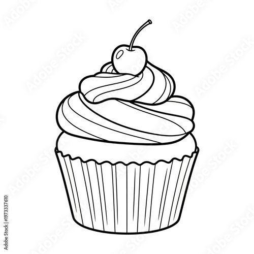 A cupcake with a cherry on top