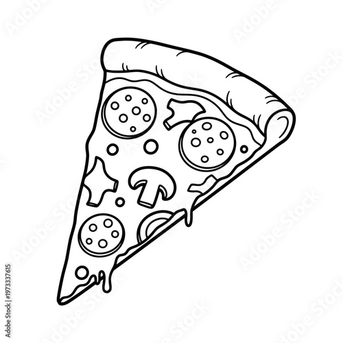 A slice of pizza with mushrooms and pepperoni