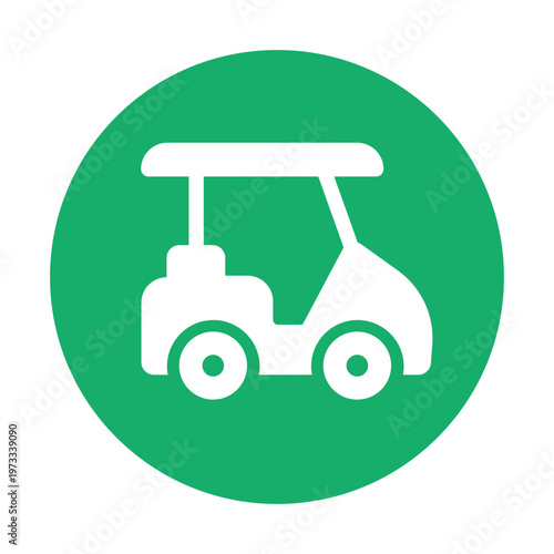 Golf Cart Icon Vector Graphic Buggy Symbol Green Circle