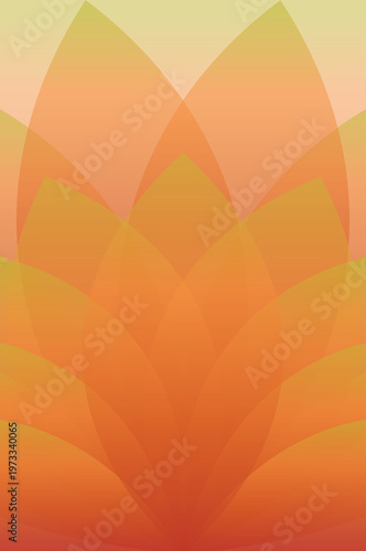 Bild auf Leinwand Warm orange abstract wallpaper with a symmetrical lotus or petal-like layered design