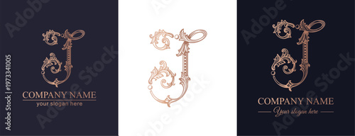 Logo monogram letter J in refined ornamental style. Clean elegant logotype for personal brand, business and corporate identity.