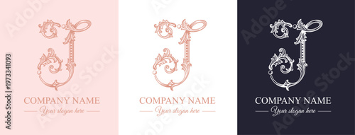 Logo monogram letter J in refined ornamental style. Clean elegant logotype for personal brand, business and corporate identity.
