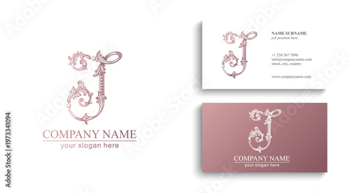 Logo monogram letter J in refined ornamental style. Clean elegant logotype for personal brand, business and corporate identity.