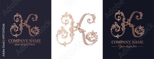 Logo monogram letter K in refined ornamental style. Clean elegant logotype for personal brand, business and corporate identity.