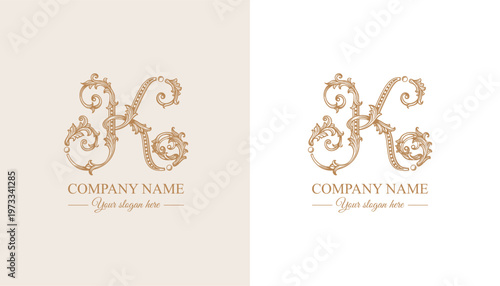 Logo monogram letter K in refined ornamental style. Clean elegant logotype for personal brand, business and corporate identity.