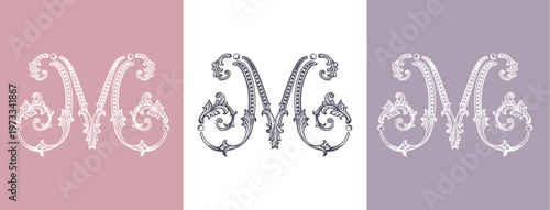 Logo monogram letter M in refined ornamental style. Clean elegant logotype for personal brand, business and corporate identity.