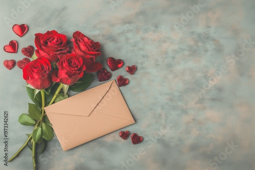 Love letter with red roses