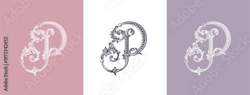 Logo monogram letter P in refined ornamental style. Clean elegant logotype for personal brand, business and corporate identity.