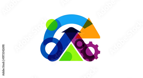 3D render of a colorful recycle symbol made of many shiny spheres and round arrows forming a cycle shape icon on a white background design