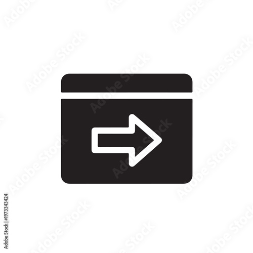 Backward-pointing arrow in a rectangular frame signifies return, undo, or reversal in navigation or process.