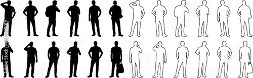 Collection of various human silhouettes in different poses and styles