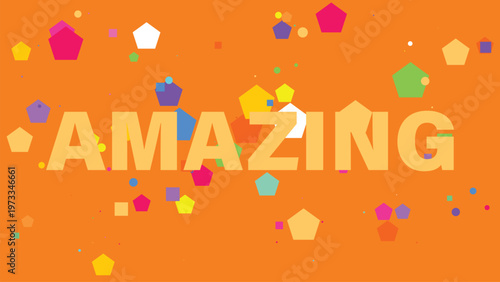 Colorful Confetti Background, Amazing Party Decoration, Vibrant Polygonal Shapes, Orange Celebration