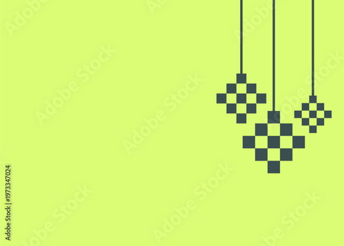 Minimal Green Background with Hanging Ketupat Pattern Ramadan Islamic Design