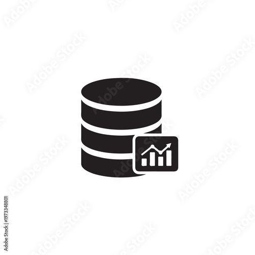 Stacked database icon with a bar graph symbolizes data storage and analytics integration.