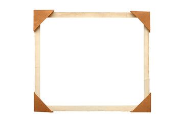 Vintage photo frame creating a border with old paper and antique corners, transparent background