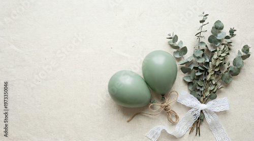 Sage Green Balloons Eucalyptus Lace Wedding Flatlay Copy Space