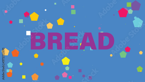 Colorful bread, bakery, food icons, vector graphics, colorful confetti