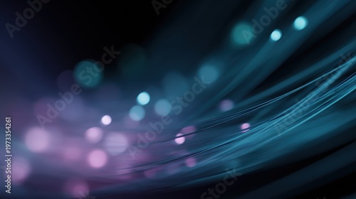 abstract fiber optic technology lights background, glowing strands and digital network effect