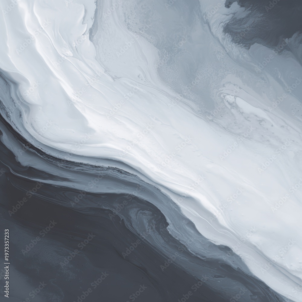 Obraz premium acrylic fluid art monochrome gray waves and stains, marble style abstract background texture