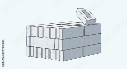 AAC Hollow Block Stack Illustration for Lightweight Wall Construction