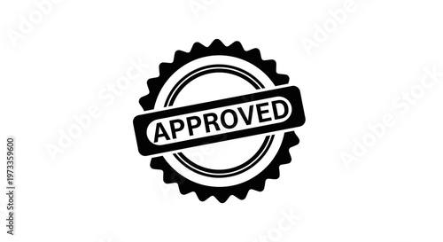 Black and white approved stamp seal.