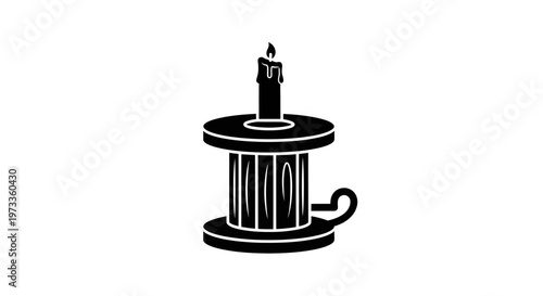 Black and white candle holder object.