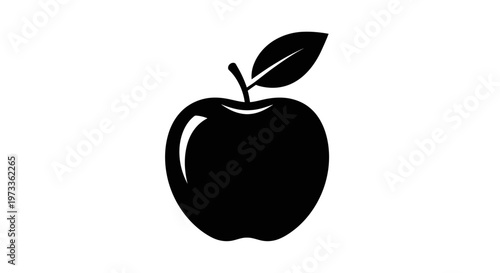 Black Apple Fruit Icon Symbol.