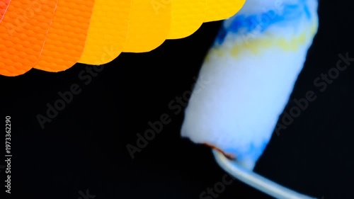 Sample of PVC Polymer Vinyl with Paint roller, Material design color palette layout, RAL color system