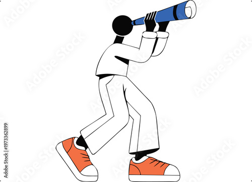Person Observing with Telescope
