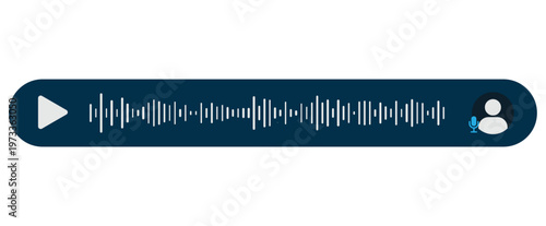 voice message player, audio sound wave, dark blue chat bubble, mobile app interface, audio waveform player, messenger voice note, voice record player, digital audio waveform, minimalist ui design