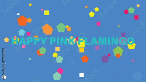 Colorful confetti, happy pink flamingo, festive party background, celebration design