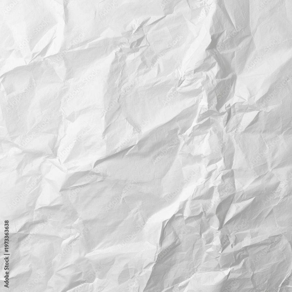 Fototapeta premium A crumpled white paper texture background with deep wrinkles and creases