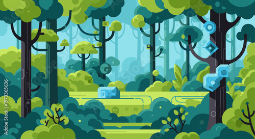 A vibrant and modern illustration evokes growth, stability, and resilience, ideal for marketing materials needing a positive, organic feel and conveyi