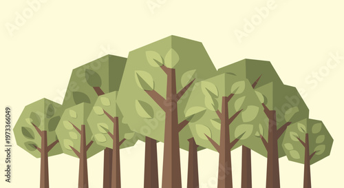 A stylized, geometric tree against a soft yellow backdrop evokes tranquility and growth. Suitable for nature-themed designs, website elements, or mark