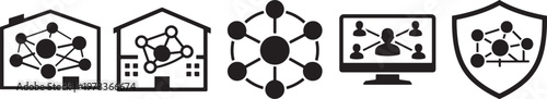Intranet icon set vector internal network communication system modern office connection collection