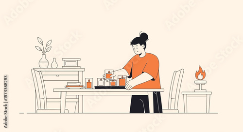 Woman making candles at home, hobby, craft, DIY, creative process, lifestyle