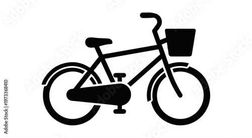 Black bicycle icon, bike silhouette, city bike, transportation symbol, vector graphic