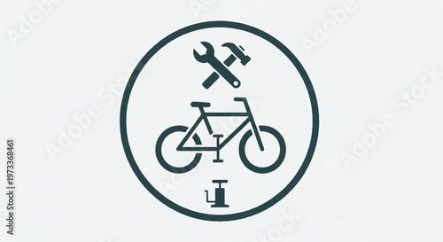 Bicycle repair, cycling tools, bike maintenance icons, vector graphics
