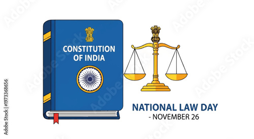 National Law Day, Constitution of India, legal symbols, scales of justice, November 26