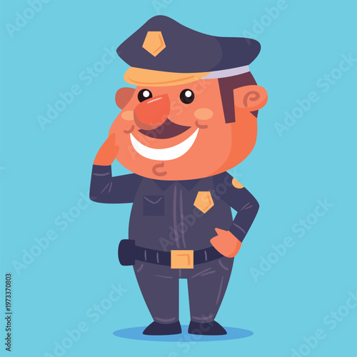 Policeman officer standing cartoon vector illustration