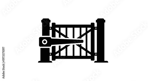 Black Metal Gate with Lock.