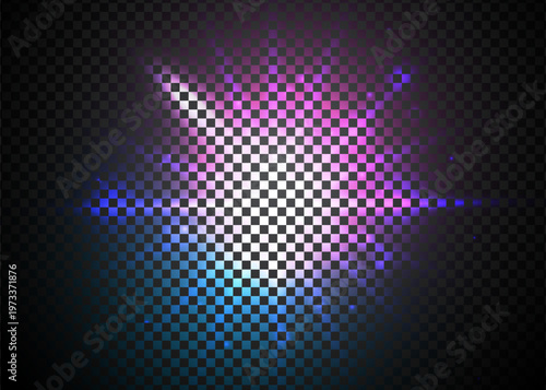 Abstract cosmic nebula with purple and blue light flares and dust
