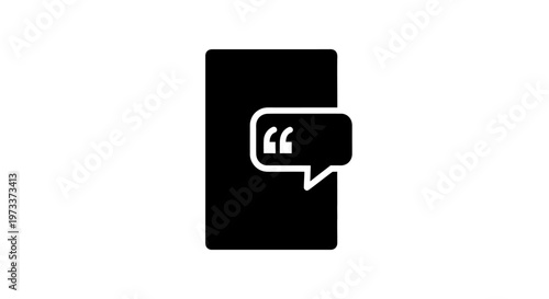Black quote speech bubble icon.