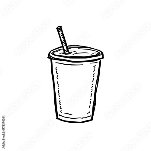 Iced coffee cup icon logo design. Cold brew takeaway sign and symbol. Plastic drink cup icon. Coffee shop branding