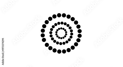 Black circular dot pattern design element.