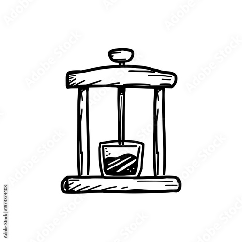 French press icon logo design. Coffee maker sign and symbol. French press icon. Cafe and breakfast element.