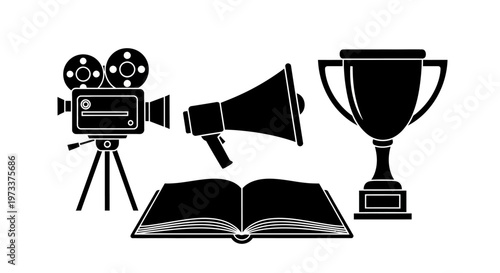 Minimalist Light Bulb and Pencil Vector Icon Set for Design and Creativity